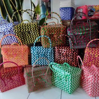 Tas anyaman plastik kotak Tutup